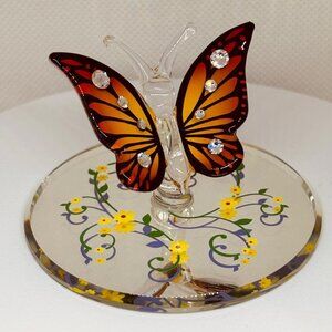 Monarch Butterfly Glass Figurine Crystal Accent Home Decor